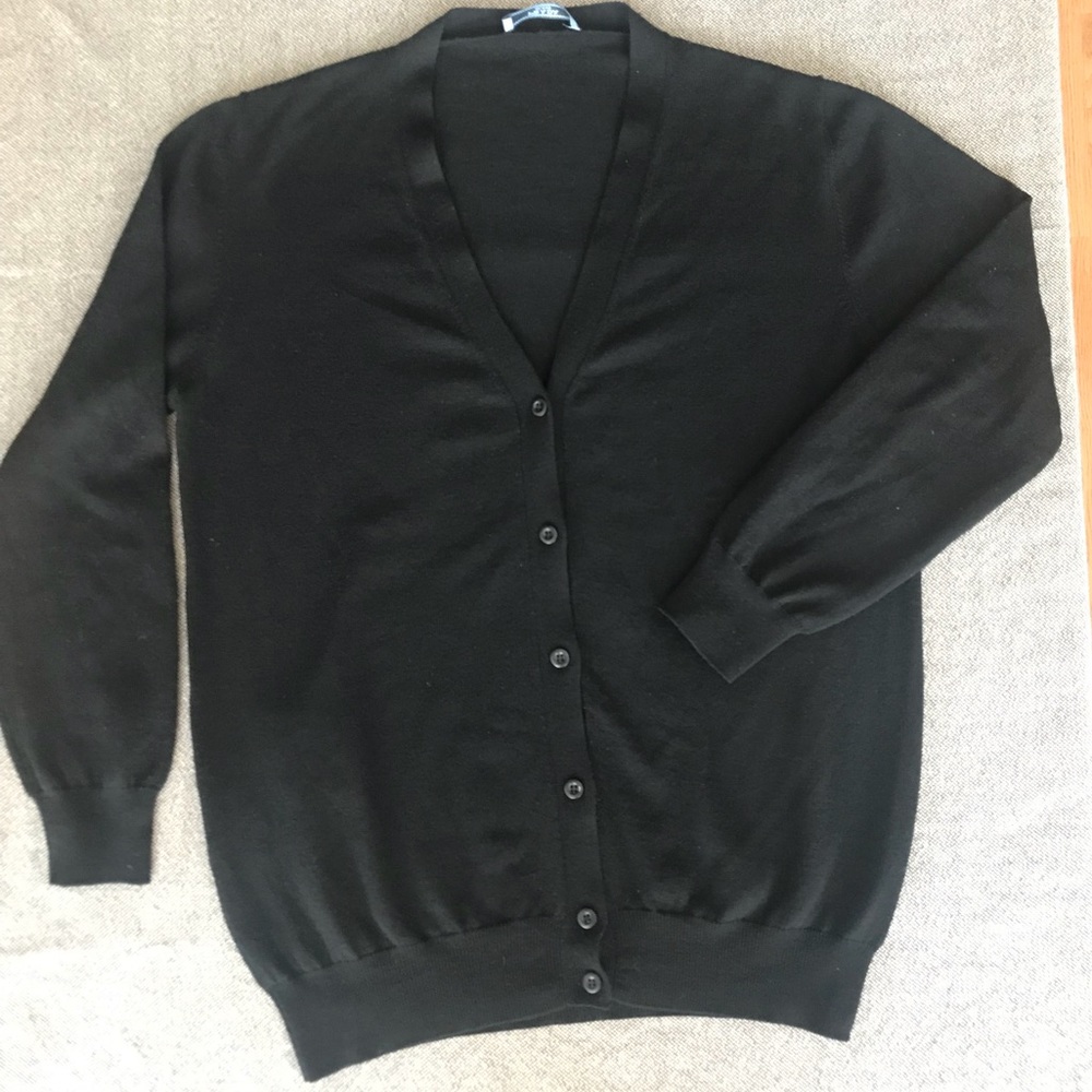 Prada black cardigan, 100% virgin wool, size M